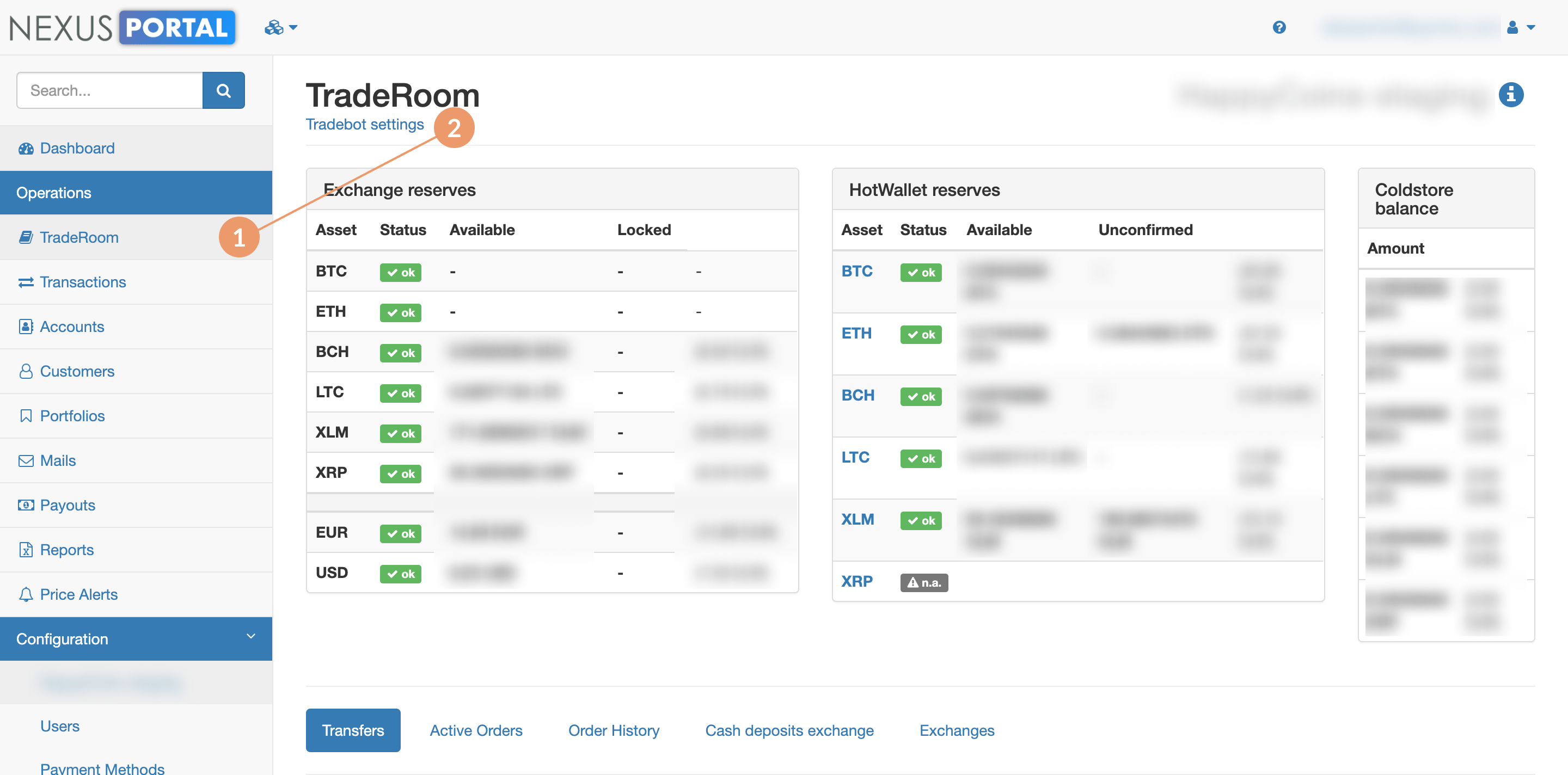 Traderoom overview - tradebot settings